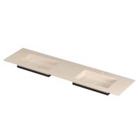 INK Post Wastafel keramische slab envelop bak dubbel 2 kraangaten 180x45x1 Travertin matt