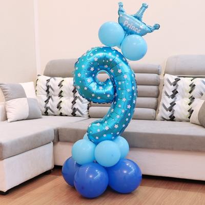 Aantal folie ballon gelukkige verjaardag decoratie (blauw)