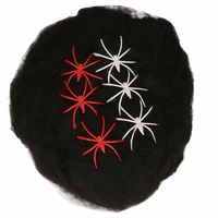Decoratie spinnenweb/spinrag met spinnen - 100 gram - zwart - Halloween/horror versiering - thumbnail