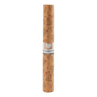 Creativ Company Faux leather papier bruin met bloemenprint, 1m