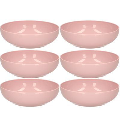 Set van 6x kommetjes/schaaltjes - Dessert/ontbijt - Kunststof - D20 cm - Oudroze