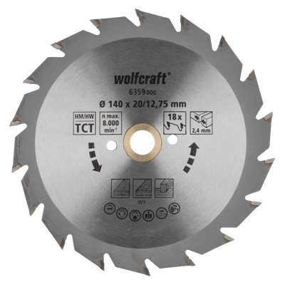 Wolfcraft Handcirkelzaagblad | HM | 18 Zähne | Ø140mm | 1 stuk - 6359000