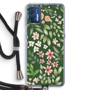 Botanical green sweet flower heaven: Motorola Moto G9 Plus Transparant Hoesje met koord