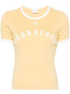 Courrèges t-shirt en coton à logo imprimé - Jaune