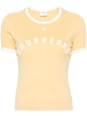 Courrèges t-shirt en coton à logo imprimé - Jaune