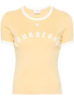 Courrèges t-shirt en coton à logo imprimé - Jaune