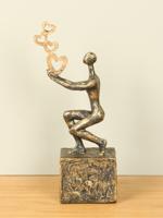 Beeld bronslook Liefde doorgeven, 23 cm