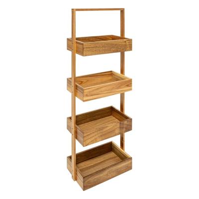 5Five Badkamer rek/organizer - 4 manden - Acacia hout - 27 x 16 x 88 cm