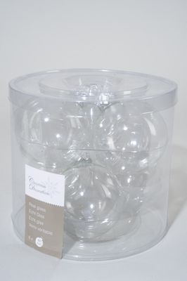 6 kerstballen transparant helder 80 mm - Ksd