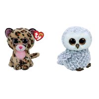 Ty - Knuffel - Beanie Boo's - Livvie Leopard & Owlette Owl - thumbnail
