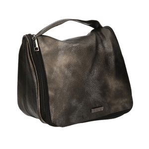 Toilettas/make-up tas zwart metallic voor dames 24 x 20 x 3 cm