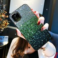 Voor iPhone 11 Pro PC + Crystal Diamond Tri-Color Gradient beschermhoes (gradiënt groen)