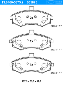 Remblokkenset, schijfrem ATE, u.a. für Hyundai, KIA