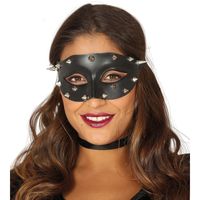 Venetiaans zwart oogmasker met studs voor dames - thumbnail