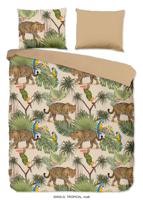 Good Morning Dekbedovertrek "luipaard met bladeren" - Zand - (200x200/220 cm) - Katoen