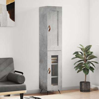 Hoge kast 34,5x34x180 cm bewerkt hout betongrijs