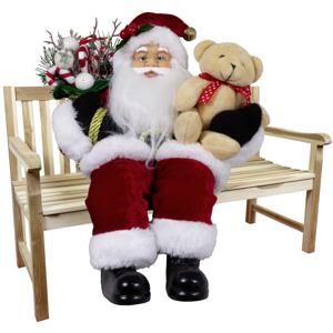 Kerstman pop Jaap - H30 cm - rood - zittend - kerst beeld -decoratie figuur