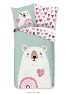 Good Morning Kinderdekbedovertrek "beer met hart en regenboog" - Multi - (135x200 cm) - Katoen Flanel Good Morning Kinderdekbedovertrek "beer met hart en regenboog" - Multi - (135x200 cm) - Katoen Flanel