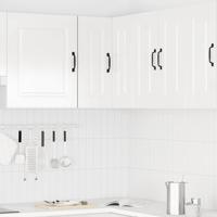 Keukenwandhoekkast Kalmar bewerkt hout hoogglans wit Keukenwandhoekkast Kalmar bewerkt hout hoogglans wit