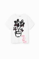 T-shirt met korte mouwen en plant - WHITE - 7/8
