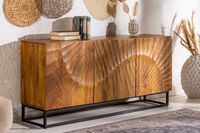 Massief dressoir SCORPION 140cm bruin mangohout gedetailleerd 3D-houtsnijwerk - 41400
