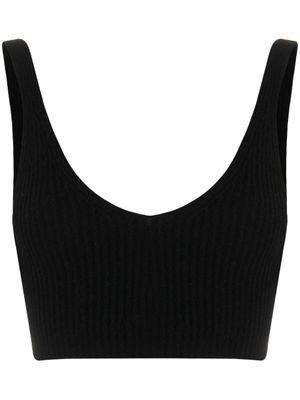 Cashmere In Love haut crop nervuré - Noir