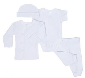 Soft Touch babykleding set katoen wit 4-delig mt 50/56 Soft Touch babykleding set katoen wit 4-delig mt 50/56