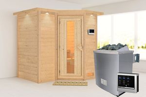 Karibu | Sahib 2 Sauna | Energiesparende Deur | Biokachel 9 kW Externe Bediening