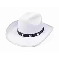 Witte cowboy verkleed hoed met studs - thumbnail