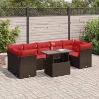 8-delige Loungeset met kussens poly rattan acacia bruin