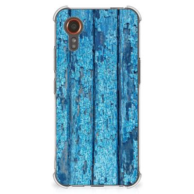 Samsung Galaxy Xcover 7 Stevig Telefoonhoesje Wood Blue Samsung Galaxy Xcover 7 Stevig Telefoonhoesje Wood Blue