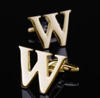 1 paar gouden letters A-Z naam Manchetknopen mannen Frans overhemd Manchetknopen (W)