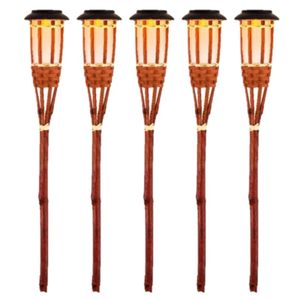 15x Oranje buiten/tuin Led fakkel Bodi solar verlichting 54 cm vlam