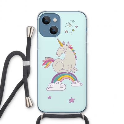 Regenboog eenhoorn: iPhone 13 Transparant Hoesje met koord