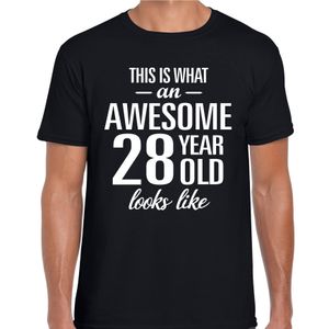 Awesome 28 year / 28 jaar cadeau t-shirt zwart heren