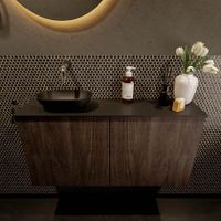 Mondiaz Fowy toiletmeubel 100cm dark brown met blad en waskom urban links zonder kraangat