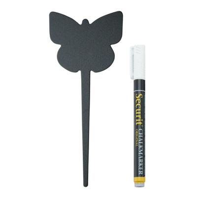 Krijtbordjes vlinder vorm op stokje - 5x stuks - 18cm - met krijtstift
