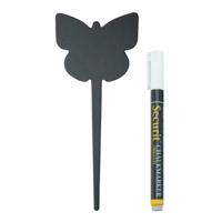 Krijtbordjes vlinder vorm op stokje - 5x stuks - 18cm - met krijtstift
