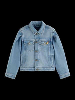 Trucker Jacket with Puff Sleeves Navy