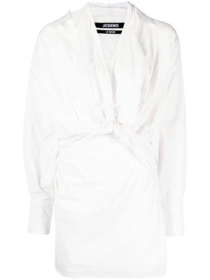 Jacquemus robe courte à détail de nœud - Blanc
