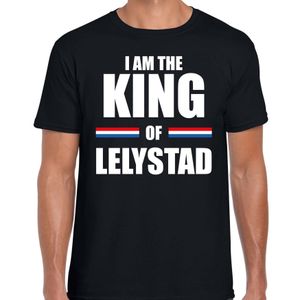 I am the King of Lelystad Koningsdag t-shirt zwart voor heren