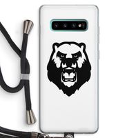 Angry Bear (white): Samsung Galaxy S10 Plus Transparant Hoesje met koord