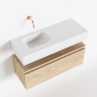 Toiletmeubel Mondiaz Andor | 80 cm | Meubelkleur Washed oak | Lex vrijhangend wastafel Talc Links | Zonder kraangat