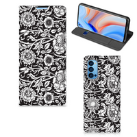 OPPO Reno4 Pro 5G Smart Cover Black Flowers - thumbnail