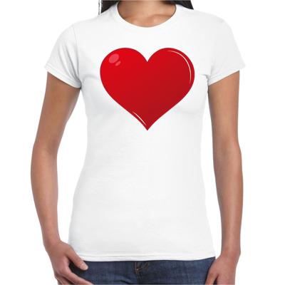 Rood Hartje - cadeau t-shirt - wit - voor dames - I Love - Valentijn - Respect