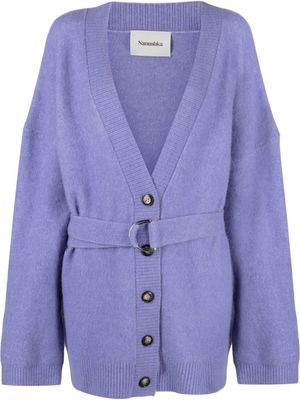Nanushka cardigan ceinturé à épaules tombantes - Violet