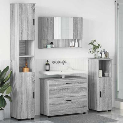 Badkamermeubelset met lade 4 pcs Grijs sonoma 30 x 35 x 192 cm