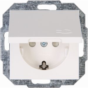 KOPP - Wandcontactdoos met Deksel - Athenis HK07 - Inbouw - 1-voudig Enkel Stopcontact - Randaarde - Kinderbeveiliging - Helder Glans Wit