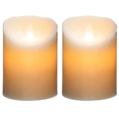 Led stompkaarsen op batterijen - 2x stuks - Warm licht - Wit