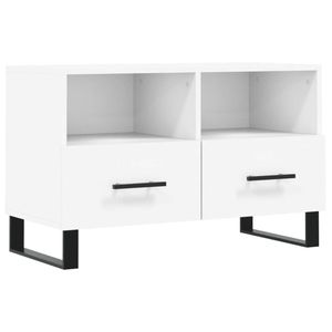 The Living Store Televisiekast Trendy Wit 80x36x50 cm - Hout en IJzer